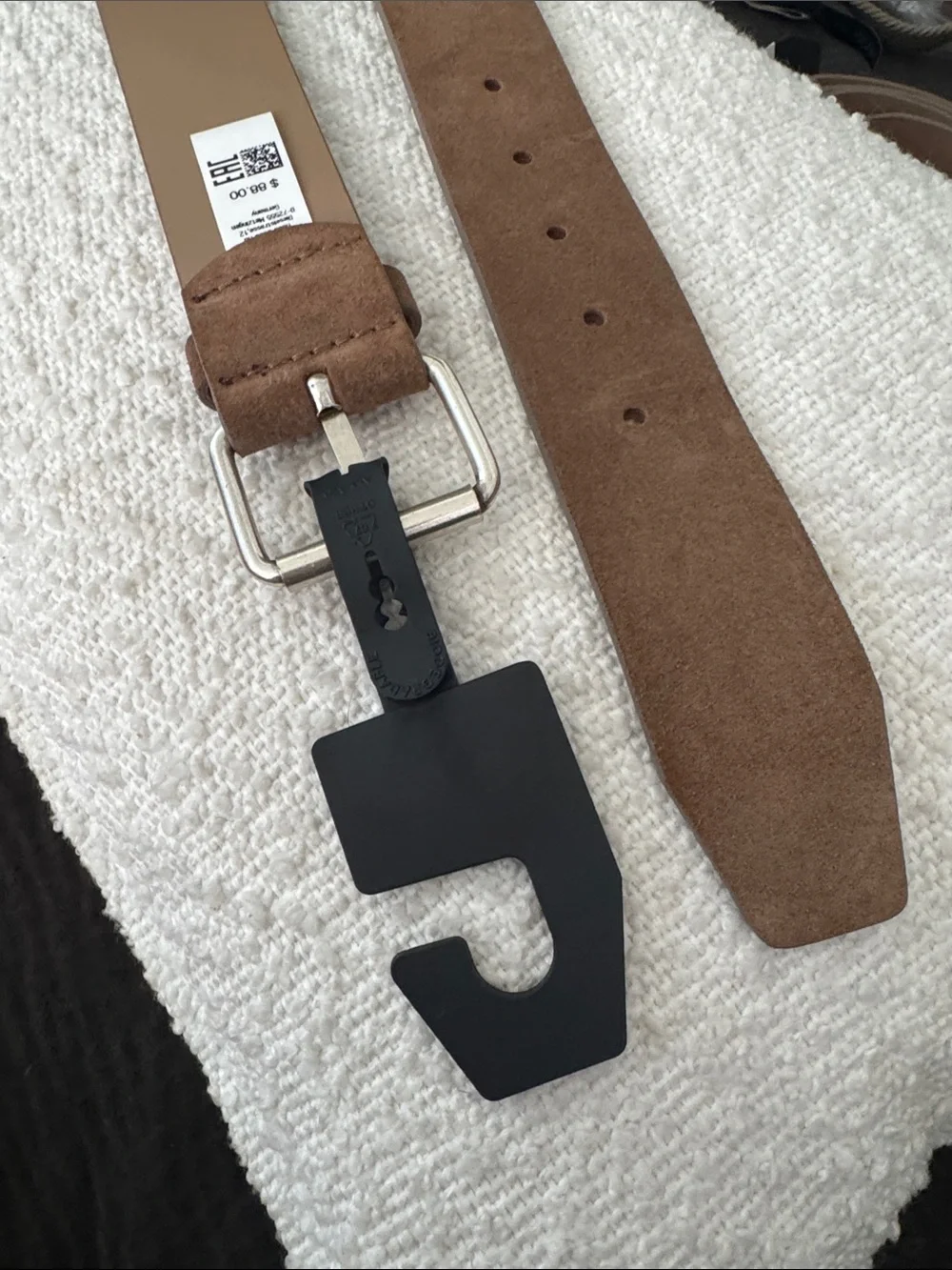 Hugo Boss Brown Suede Men's Belt with Silver Buckle MRSP: $88.00